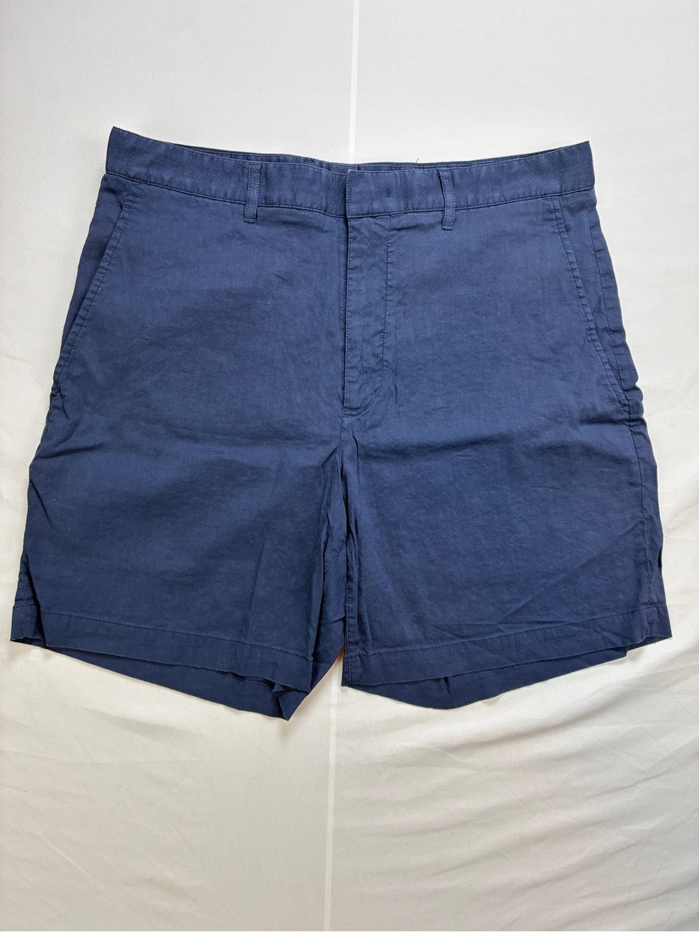 Theory Standard Shorts in Linen Blend Navy Breathable Lightweight Comfortable